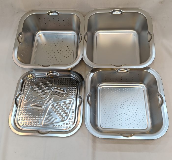 کاسه رنده دار چهار تکه مربع استیل - تصویر 3