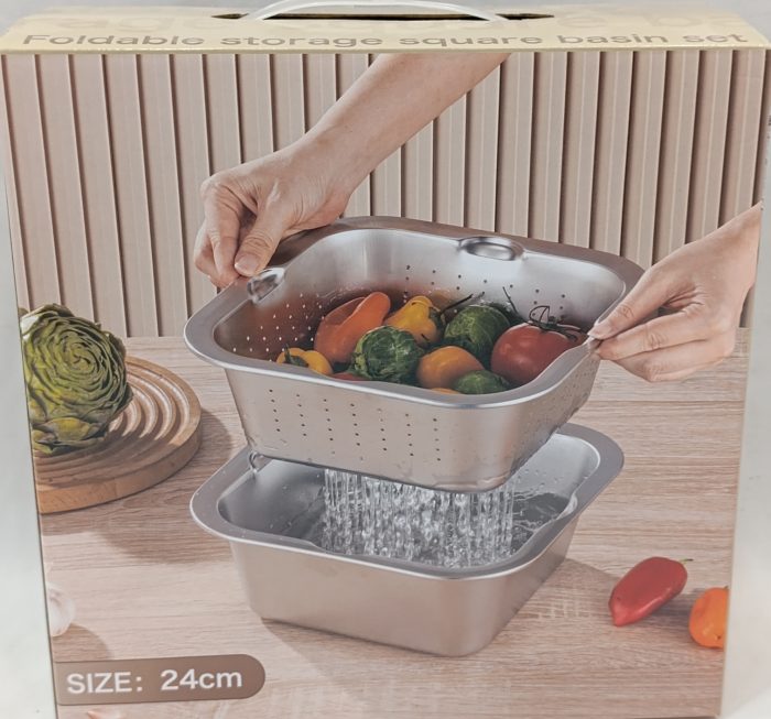 کاسه رنده دار چهار تکه مربع استیل - تصویر 1