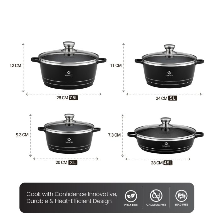 سرویس قابلمه ووگاتی مشکی VE-3SET - تصویر 2