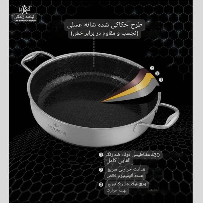 سرویس قابلمه لایف اسمایل مدل LIFEP18-12 ظرفیت ۱۲ پارچه استیل دوطرف لیزری - تصویر 4