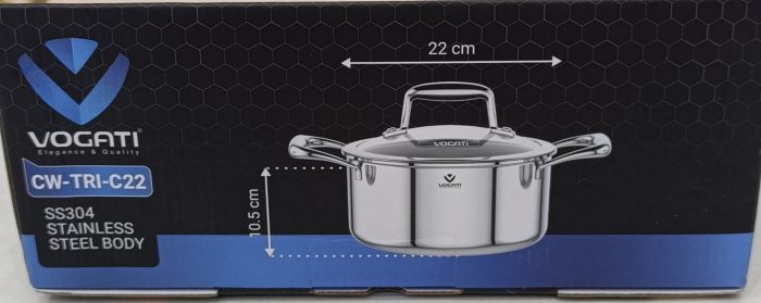 قابلمه تکی ووگاتی سایز 22 استیل کف لیزری - تصویر 2