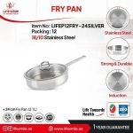 ماهیتابه تک دسته استیل لایف اسمایل مدلLIFEP12FRY - 24SILVR